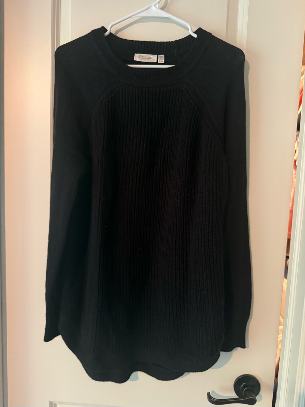 RD Style Black Ribbed Crewneck Sweater Tunic